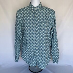 J.Crew Mens Med Slim Secret Wash Shirt Medium Blue Sunburst Print Organic Cotton